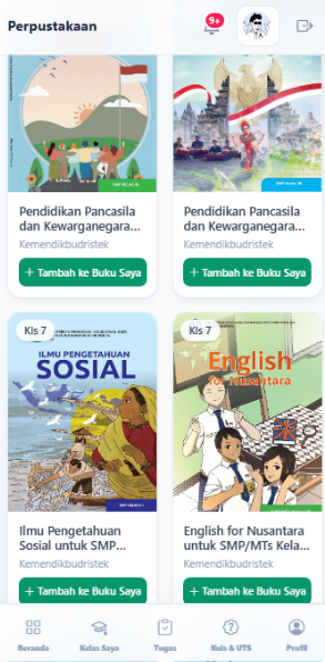 Perpustakaan e-book KelasHub di HP